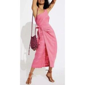 Free People Free-Est At Leisure Midi Dress One Shoulder Mermaid M Hot Pink Pics